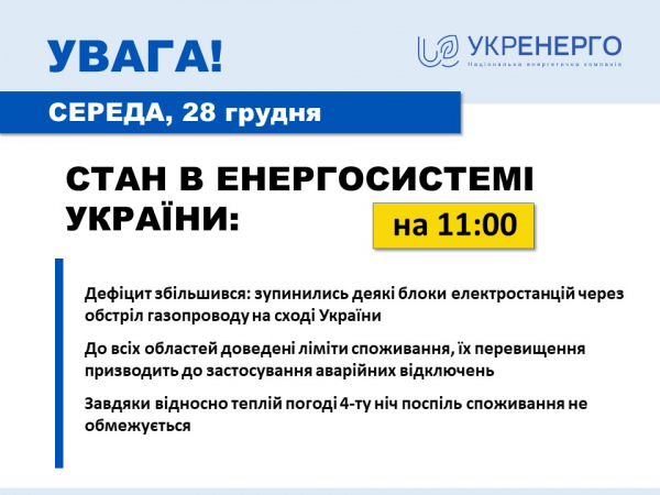 
Через обстріл газової інфраструктури у східному регіоні в Україні збільшився дефіцит електроенергії