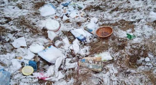 
У центрі села на Чортківщині місцеві жителі влаштували смітник (фото)