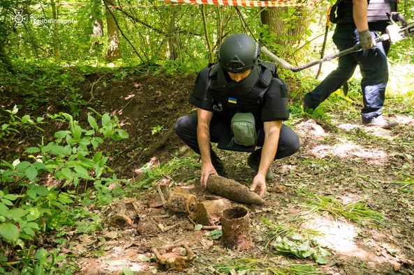 
У лісі на Тернопіллі в одному місці знайшли 49 боєприпасів часів Другої світової війни (фото)