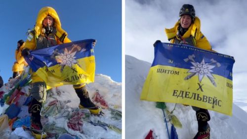 
На вершині Гімалаїв, на висоті понад 8 тис метрів, українка підняла стяг 10 окремої гірсько-штурмової бригади "Едельвейс" (відео)