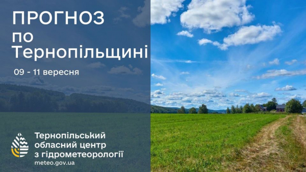 
На Тернопільщині задощить та знизиться температура повітря