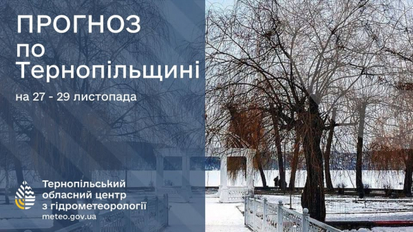 
Дощ з мокрим снігом та ожеледицю очікують на Тернопільщині: прогноз погоди