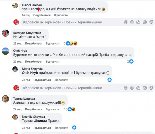 “З нас познущались”: у Підволочиську обурені цьогорічною ялинкою у центрі селища (фото)