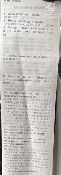 
1700 гривень штрафу заплатив любитель швидкісної їзди на Тернопільщині (фото)