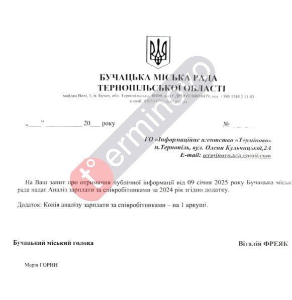 Скільки заробили працівники Бучацької міськради за 2024 рік: аналіз зарплат та їх складових