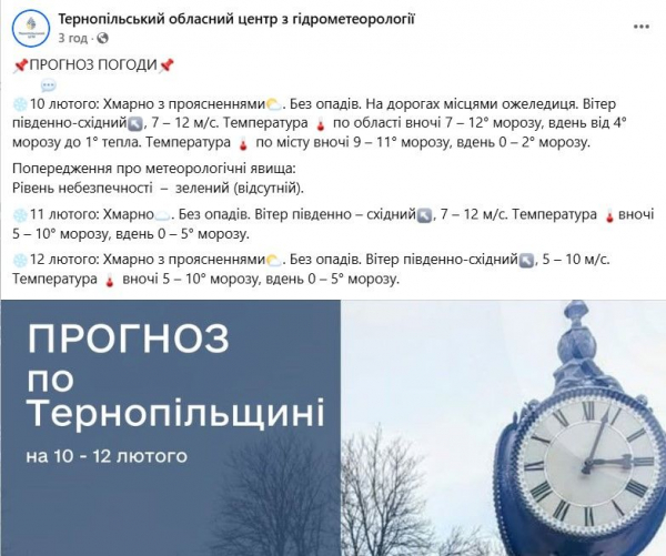 Холод не відступає: 12-градусний мороз дошкулятиме тернополянам наступного тижня (прогноз погоди на 10-16 лютого)