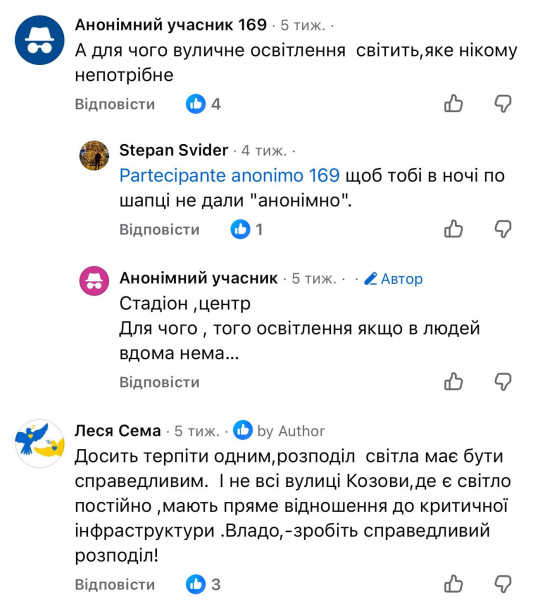 У Козові масові відключення світла спричинили суперечки між мешканцями (фото)
