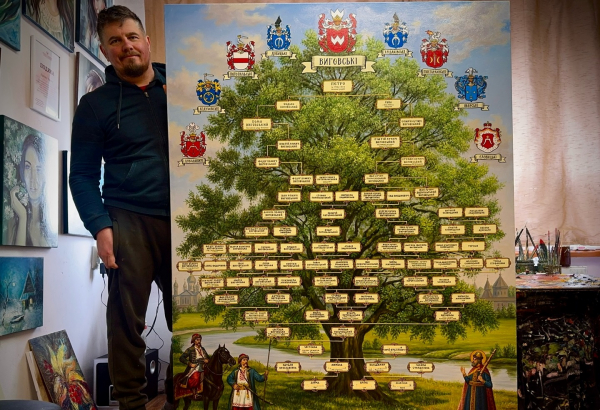 Починаючи з гетьмана Виговського: художник з Тернополя намалював родовід до 17-го коліна (фото)