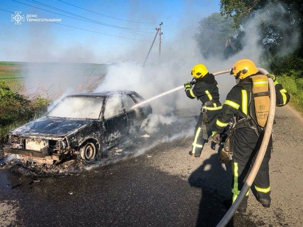 У селі на Тернопільщині повністю згорів легковий автомобіль (фото)