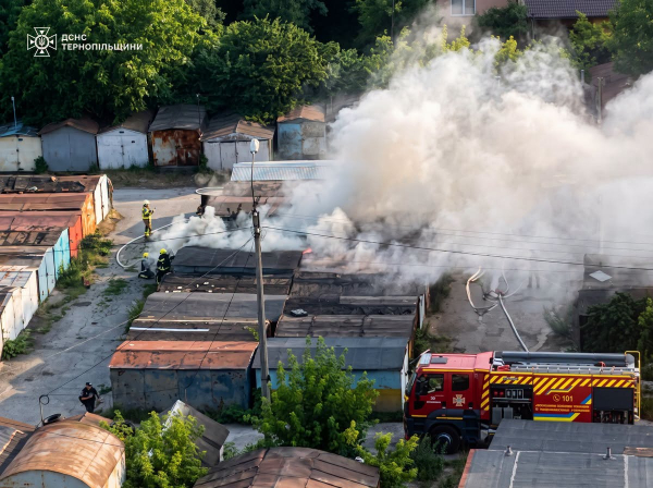 Пожежа охопила сміття та гаражі у Тернополі (ФОТО)