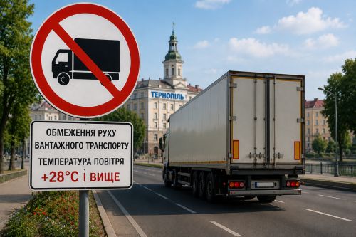 Поливатимуть дороги: 31 липня у Тернополі діятимуть обмеження руху великогабаритного транспорту