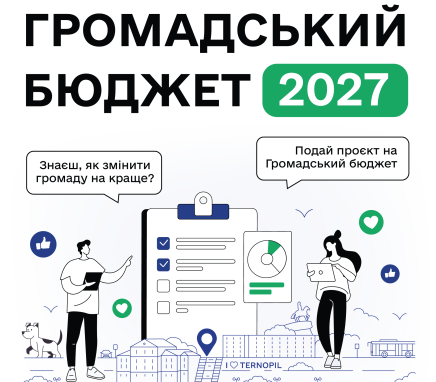 «Громадський бюджет 2027» стартує у Тернополі: як подати проєкти вартістю від 500 тисяч до 3 мільйонів гривень