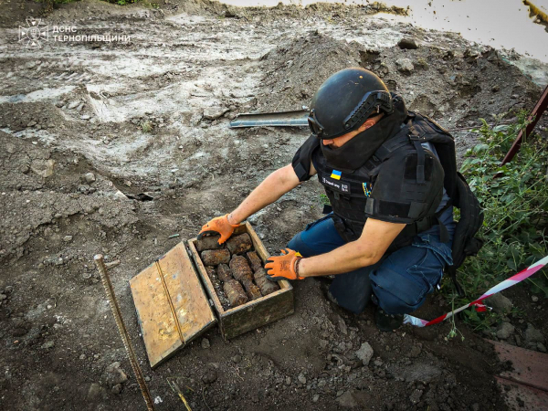 У Смиківцях в ящику знайшли цілий арсенал вибухівки: три мінометні міни та три ручні гранати (фото)