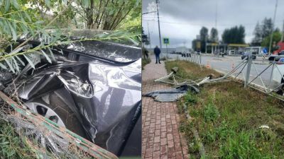 На вулиці Будного водійка Audi знесла металеву огорожу